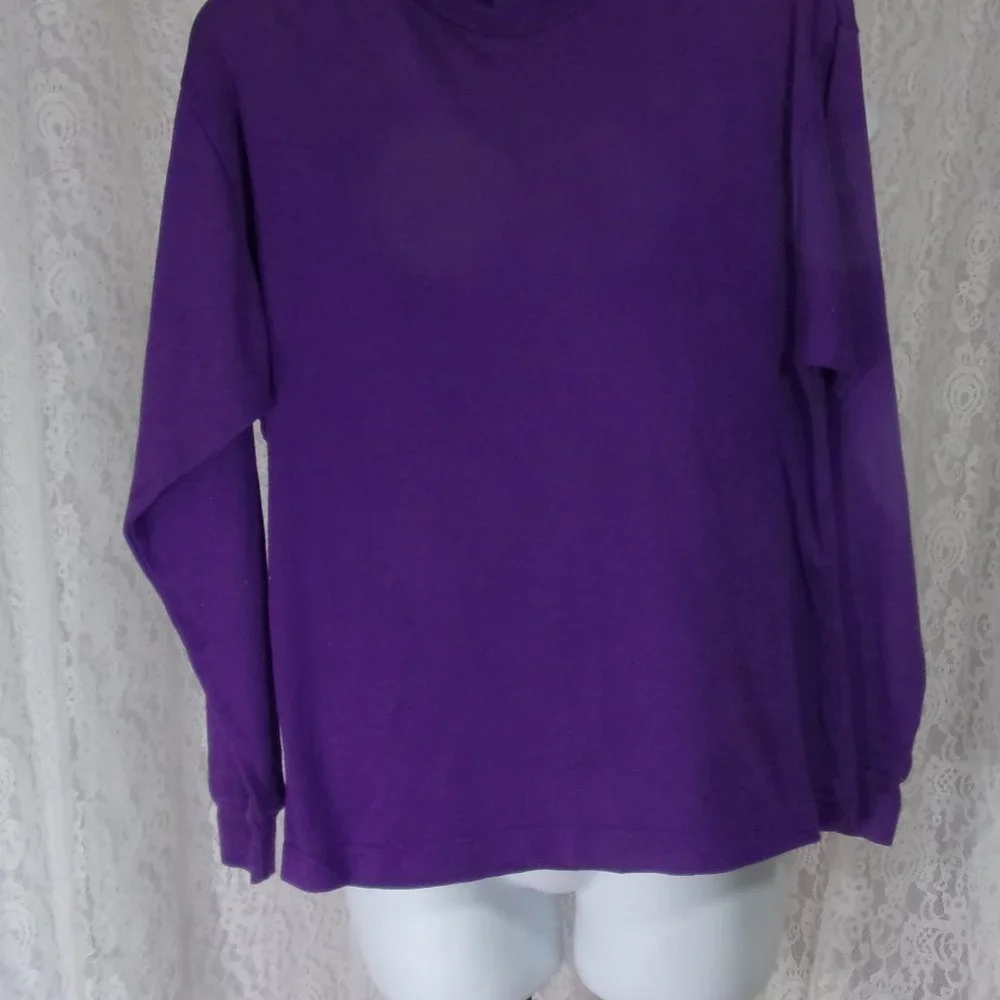 Trend Basic Purple Turtleneck Top Tee Blouse Size M